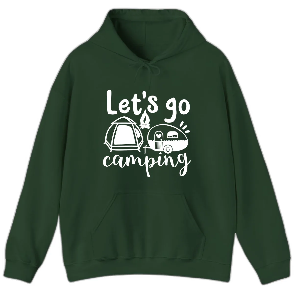 Let's Go Camping Hoodie in Forest Green