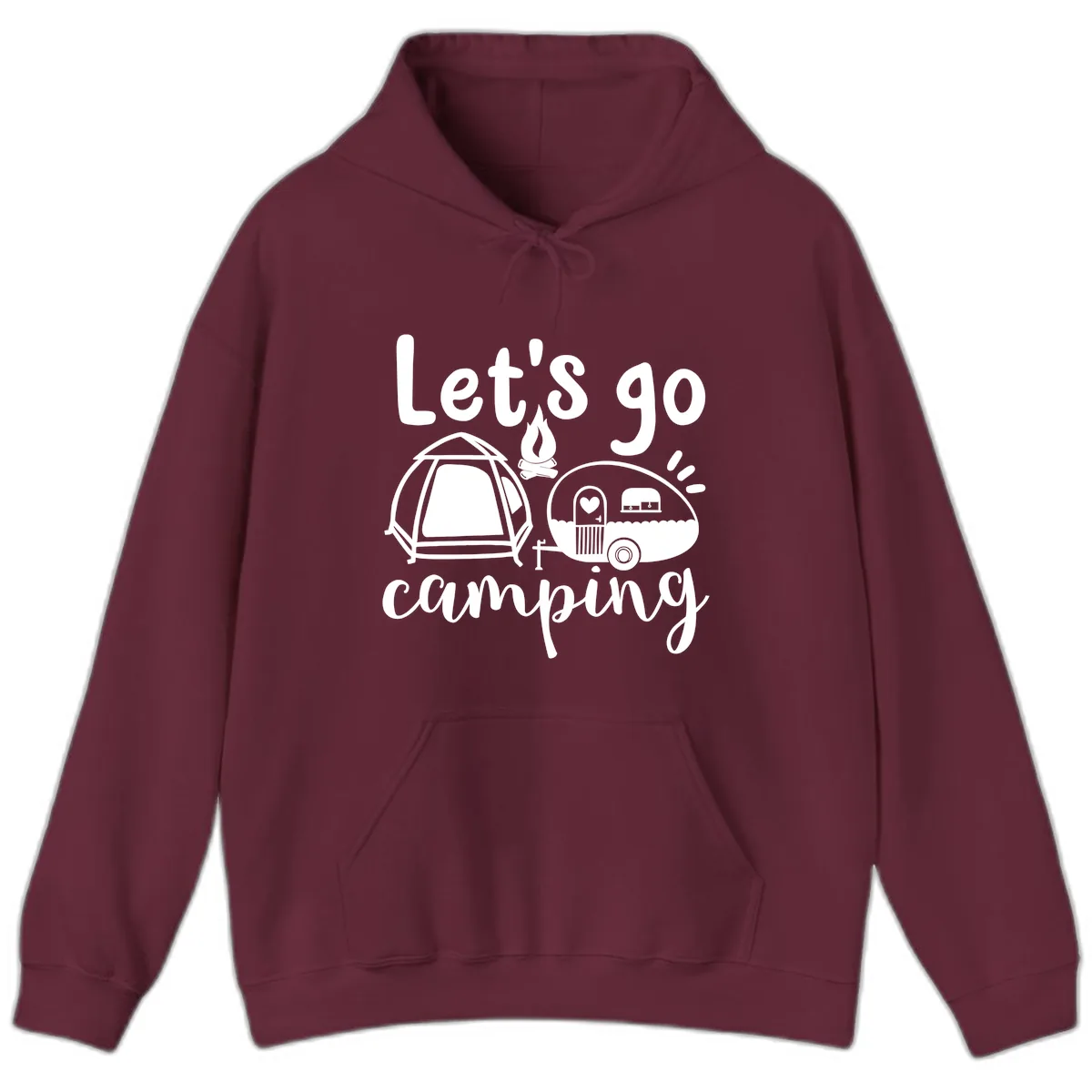 Let's Go Camping Hoodie in Maroon
