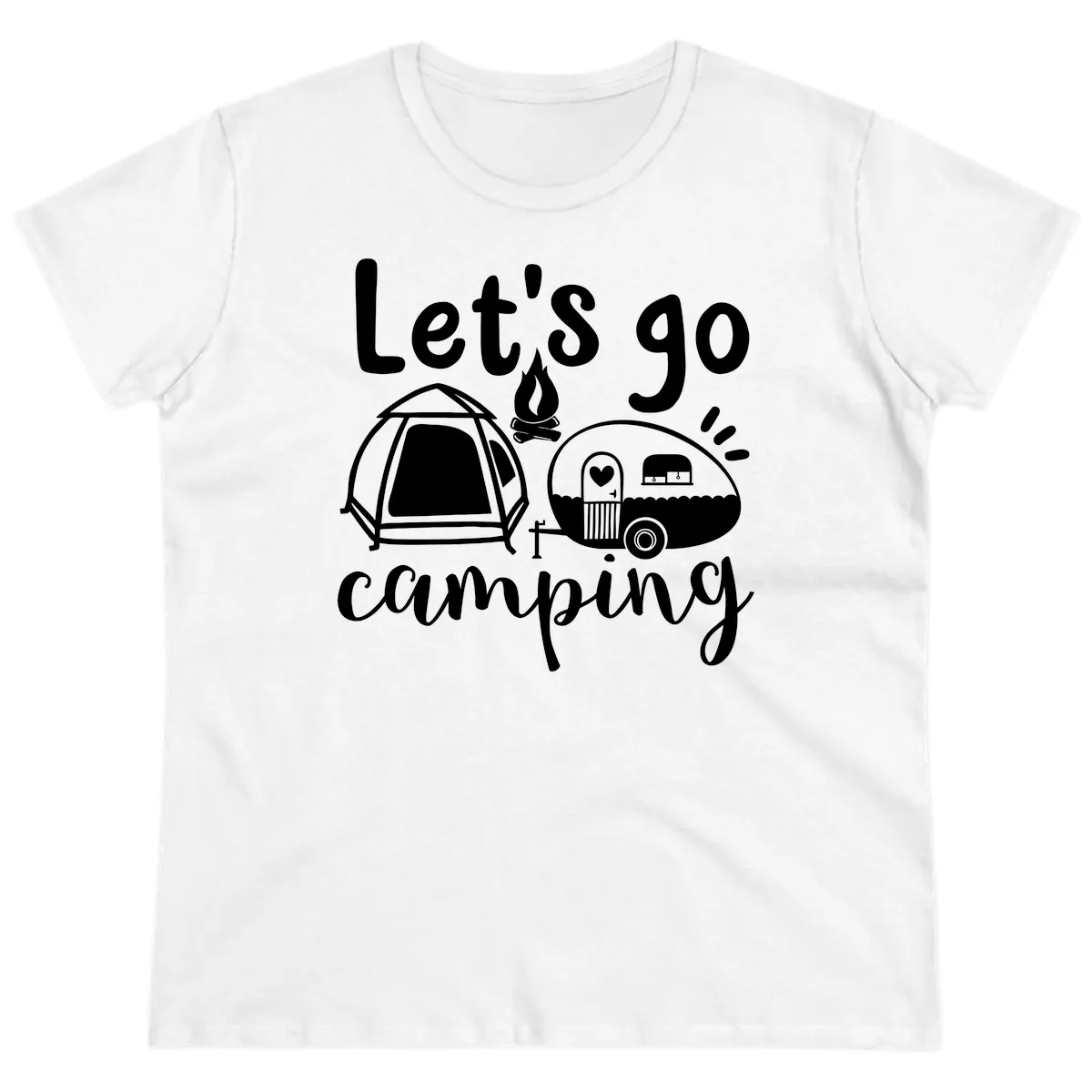 Let's Go Camping Ladies Tee in White