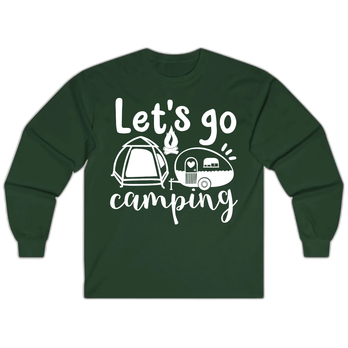 Let's Go Camping Long Sleeve in Forest Green