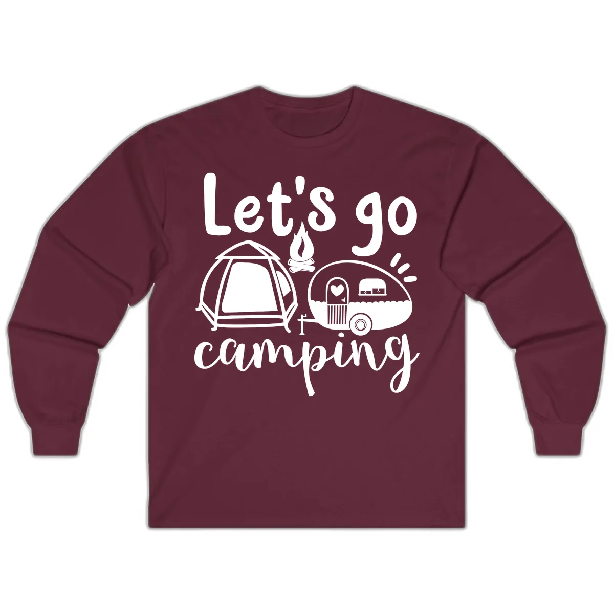 Let's Go Camping Long Sleeve in Maroon