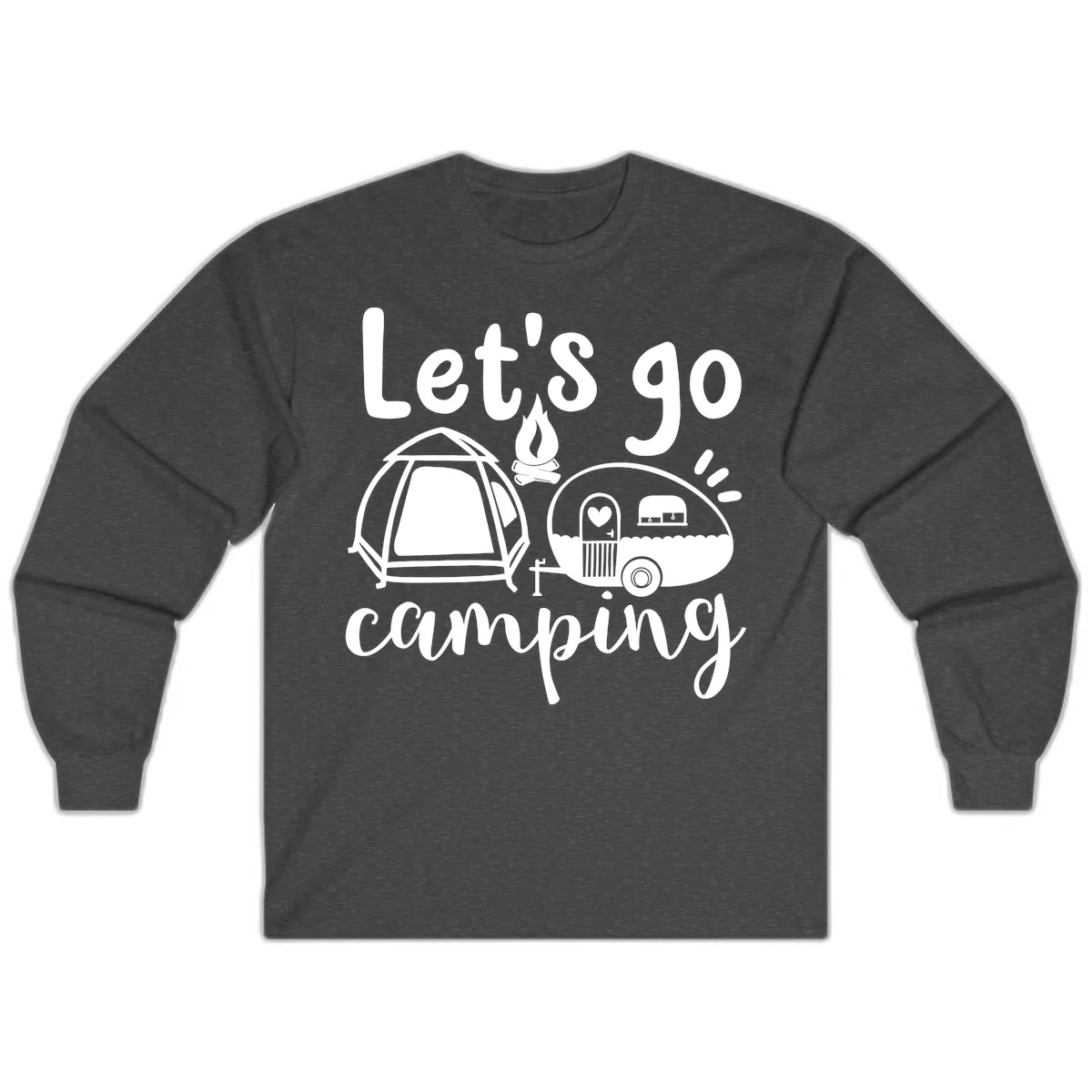 Let's Go Camping Long Sleeve in Dark Heather