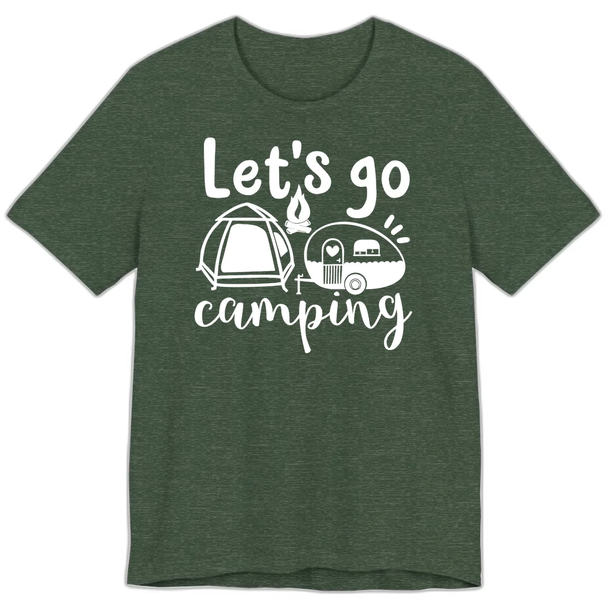 Let's Go Camping Premium T-Shirt in Heather Forest