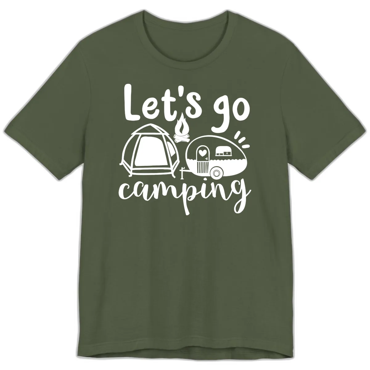 Let's Go Camping Premium T-Shirt in Military Green