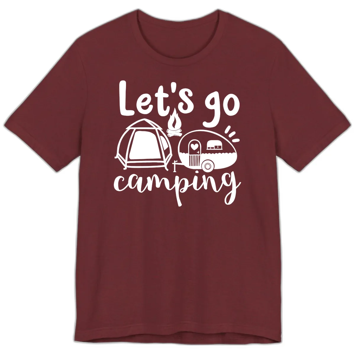 Let's Go Camping Premium T-Shirt in Heather Cardinal