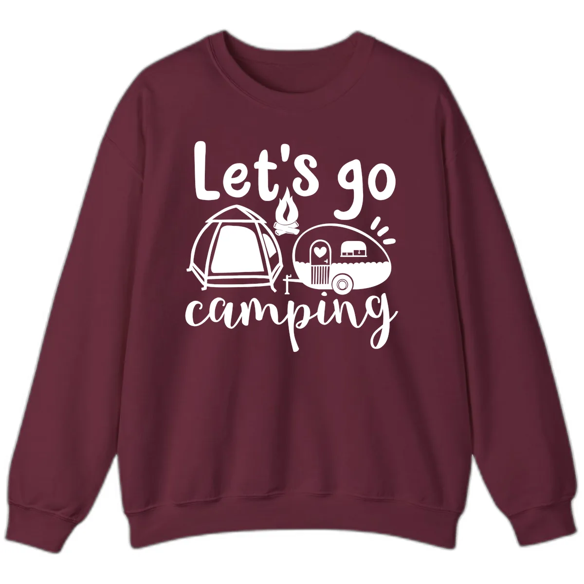 Let's Go Camping Sweatshirt in Maroon