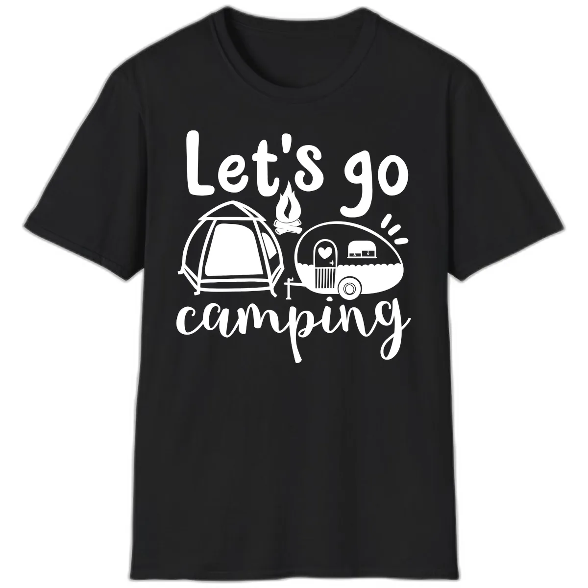 Let's Go Camping T-Shirt in Black