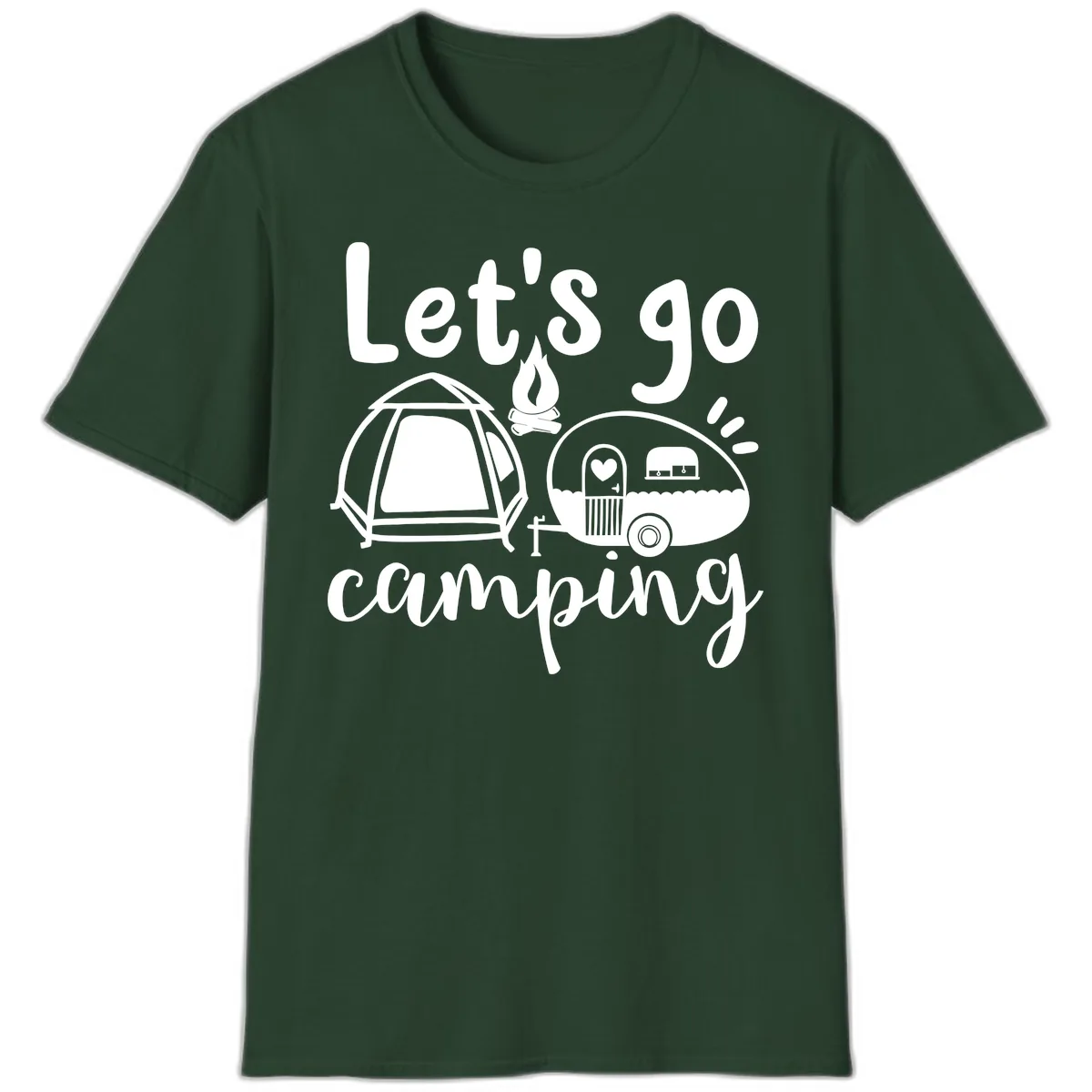 Let's Go Camping T-Shirt in Forest Green