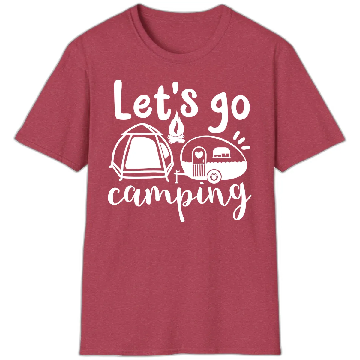 Let's Go Camping T-Shirt in Heather Cardinal