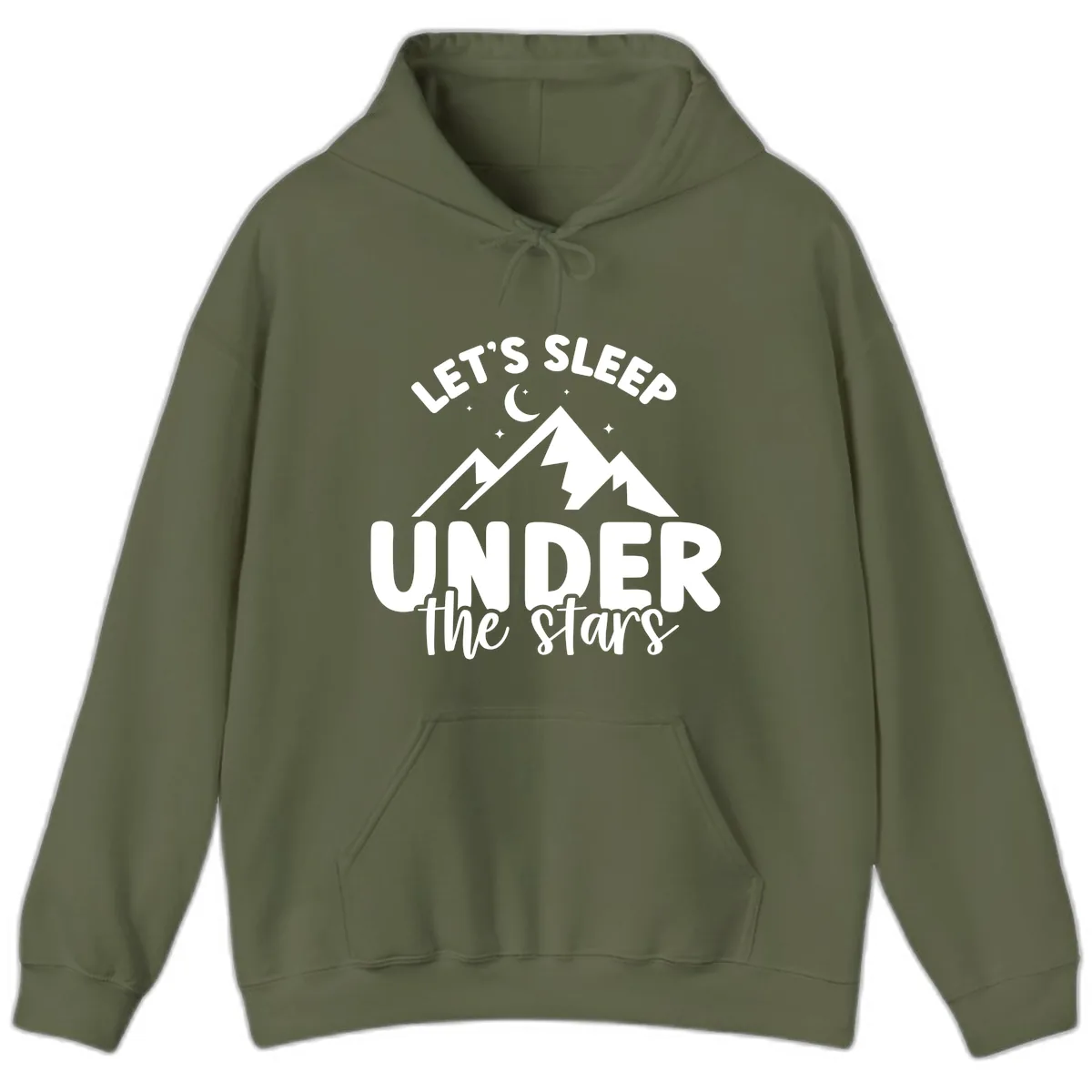 Let's Sleep Under The Stars Hoodie in Military Green