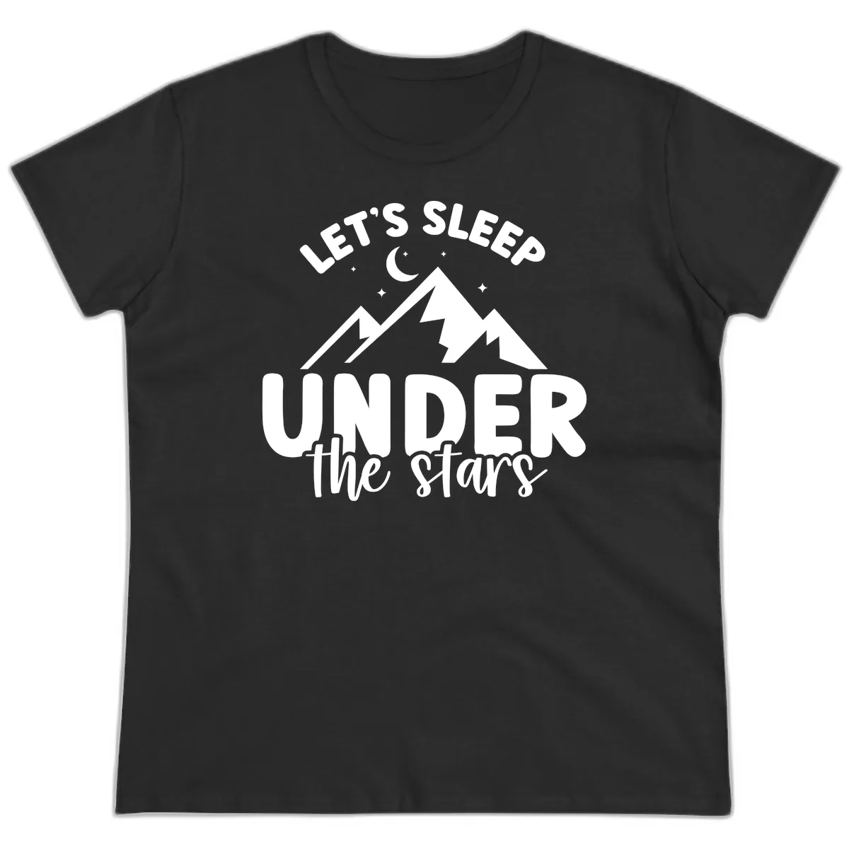 Let's Sleep Under The Stars Ladies Tee in Black