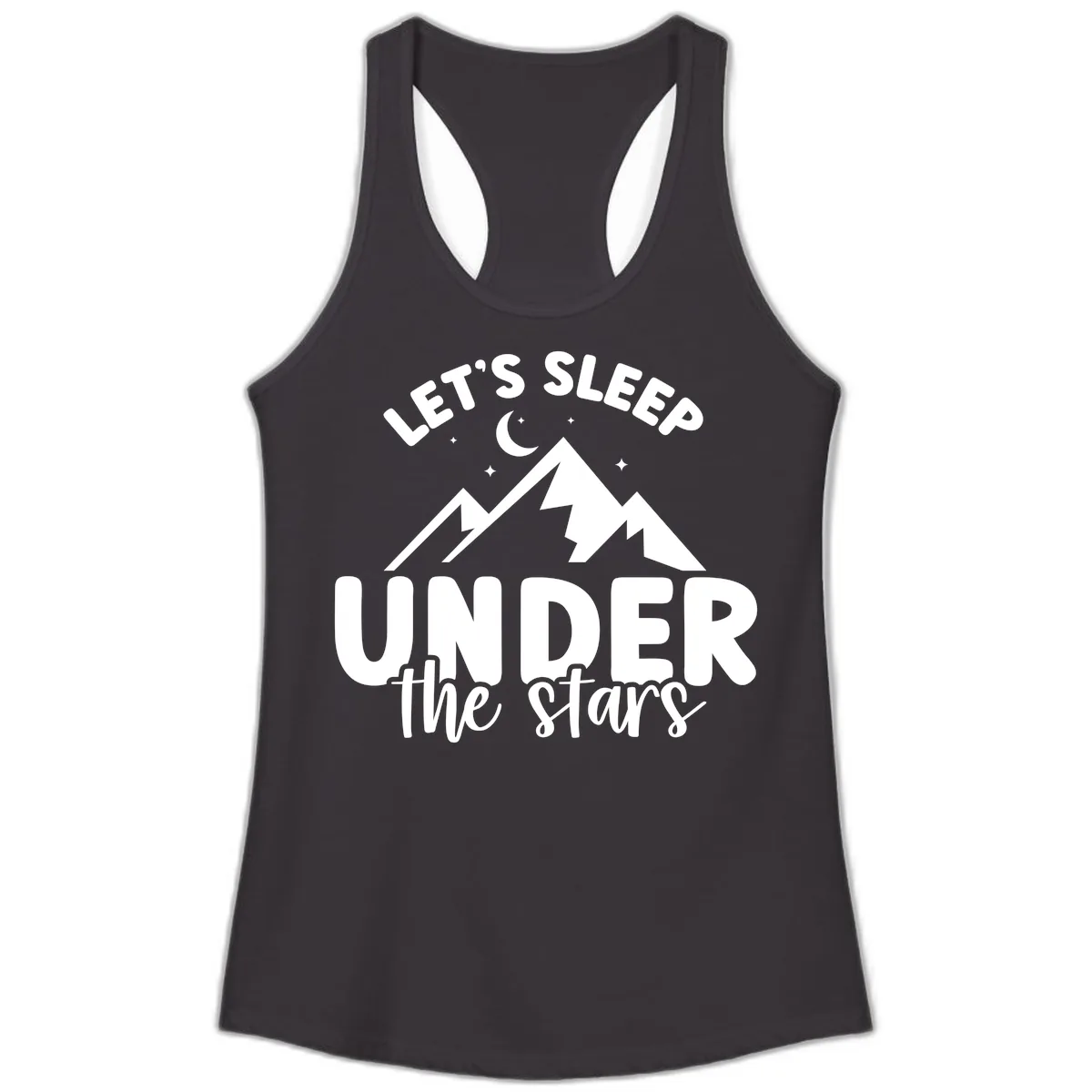Let's Sleep Under The Stars Ladies Tank in Black