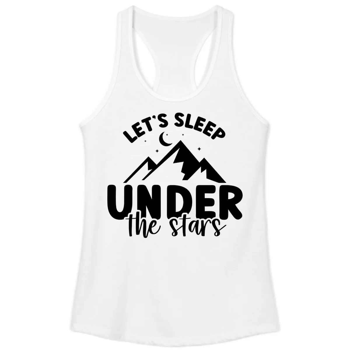 Let's Sleep Under The Stars Ladies Tank in White