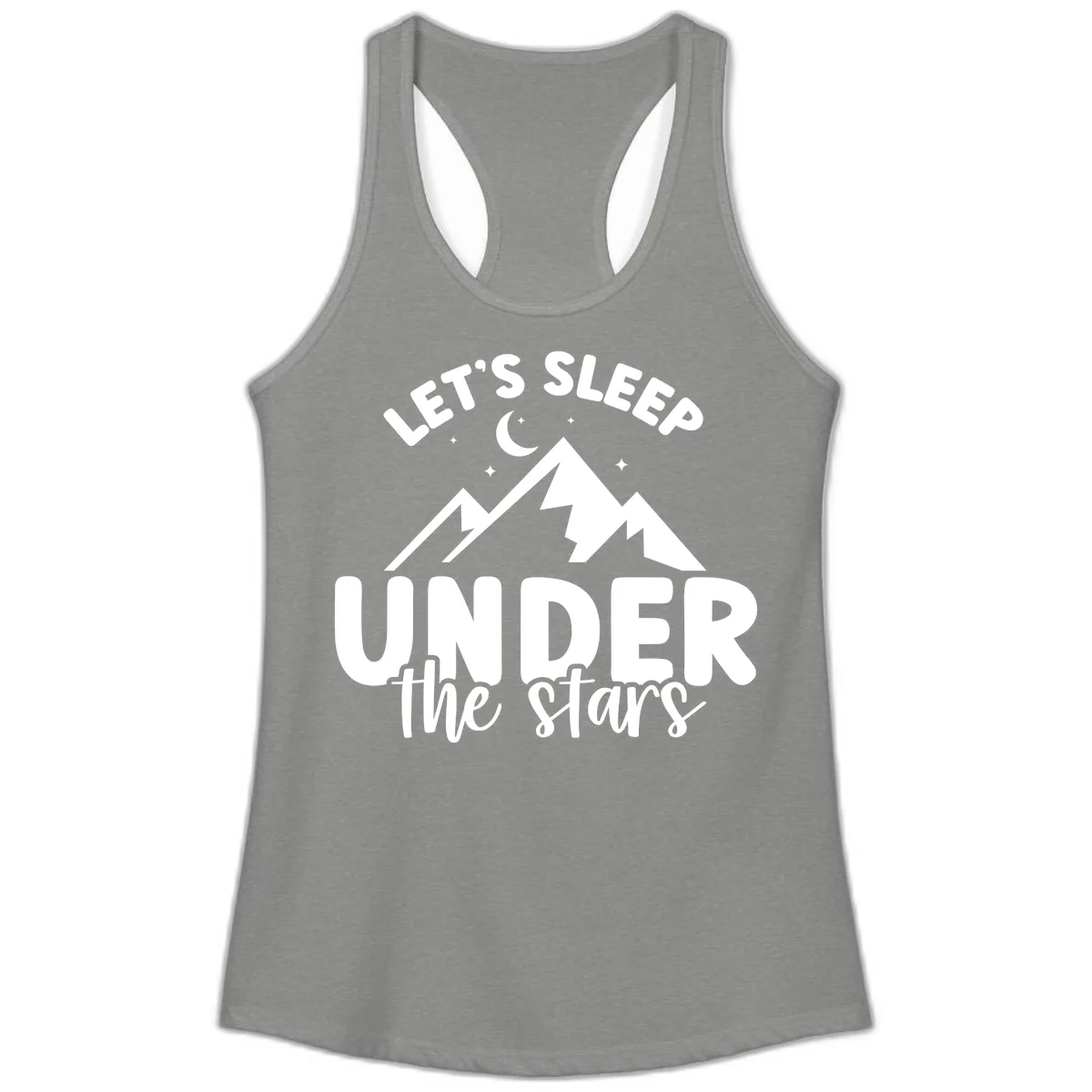 Let's Sleep Under The Stars Ladies Tank in Heather Grey