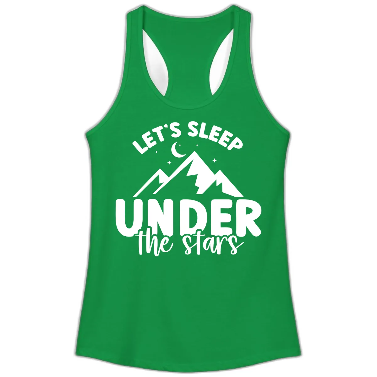Let's Sleep Under The Stars Ladies Tank in Solid Kelly Green