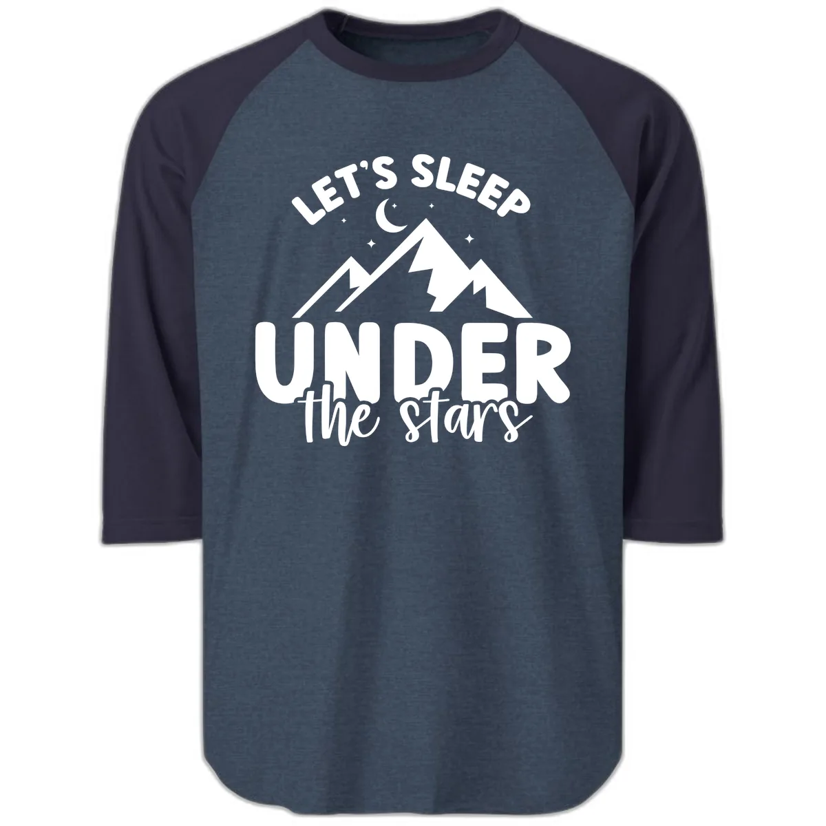 Let's Sleep Under The Stars Raglan 3/4 in Heather Denim Navy