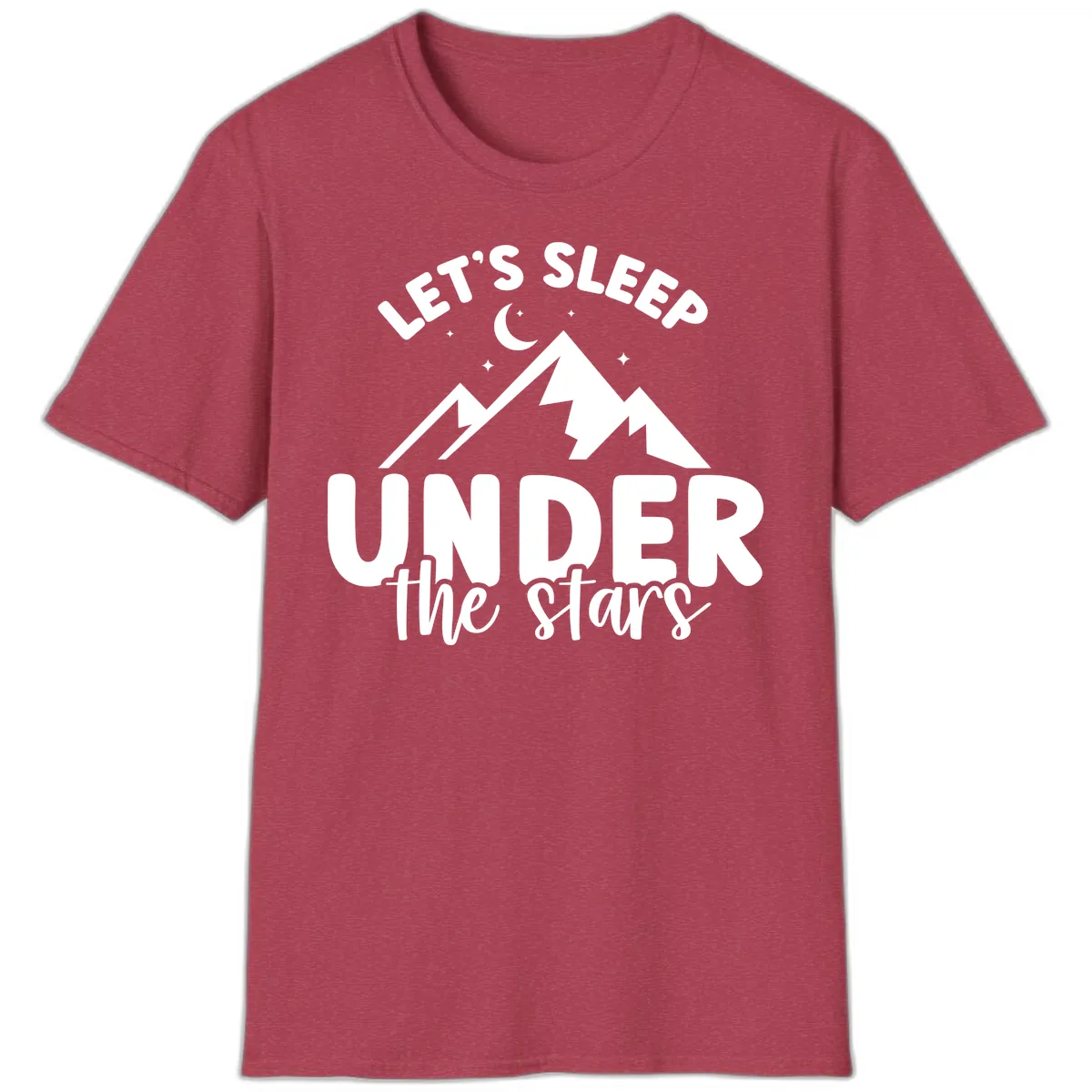 Let's Sleep Under The Stars T-Shirt in Heather Cardinal