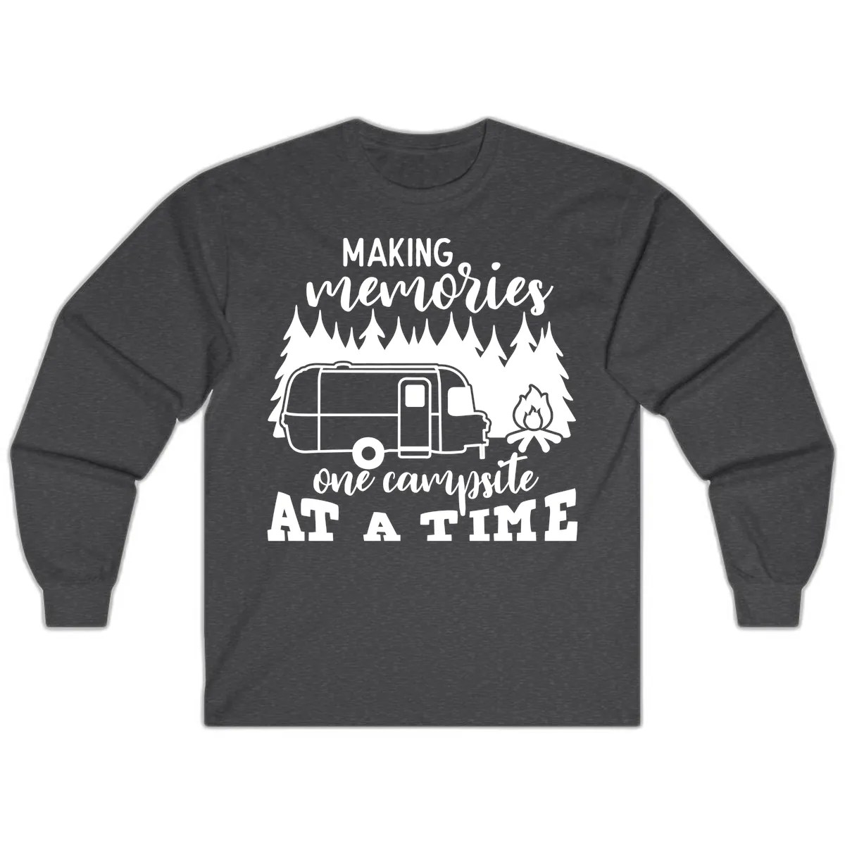 Making Memories One Campsite At A Time Long Sleeve in Dark Heather