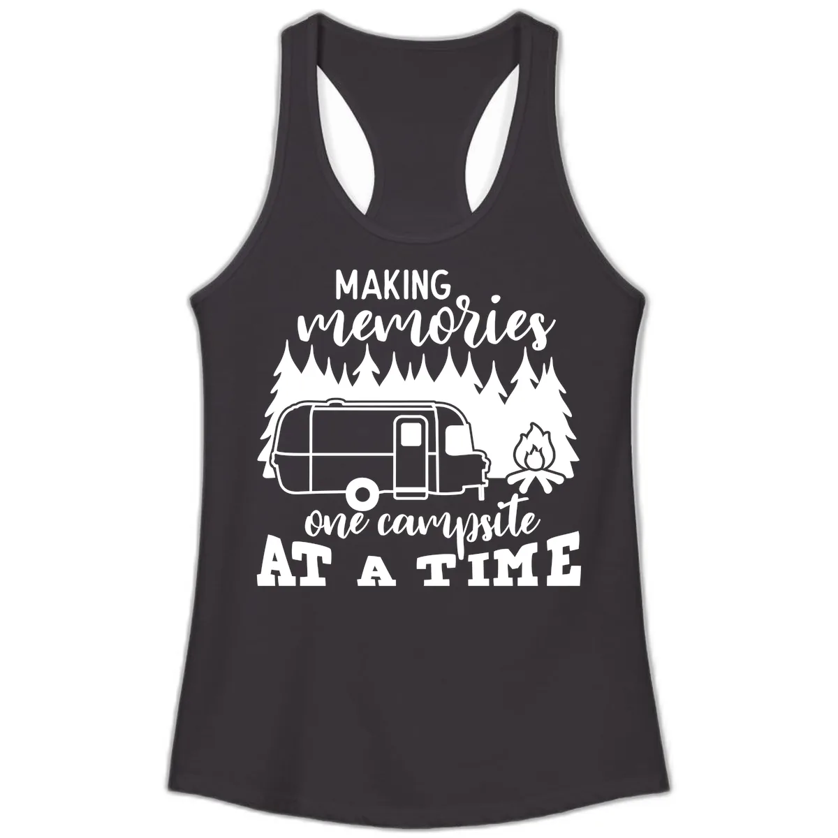 Making Memories One Campsite At A Time Ladies Tank in Black