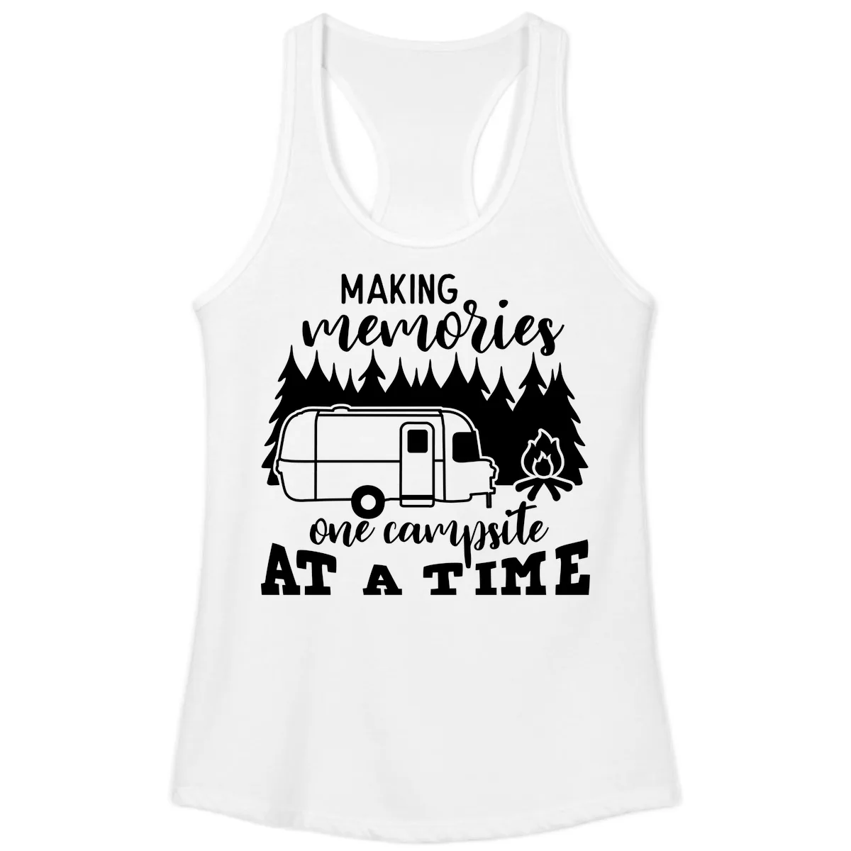 Making Memories One Campsite At A Time Ladies Tank in White