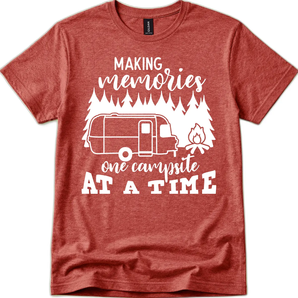 Making Memories One Campsite At A Time T-Shirt in Heather Cardinal