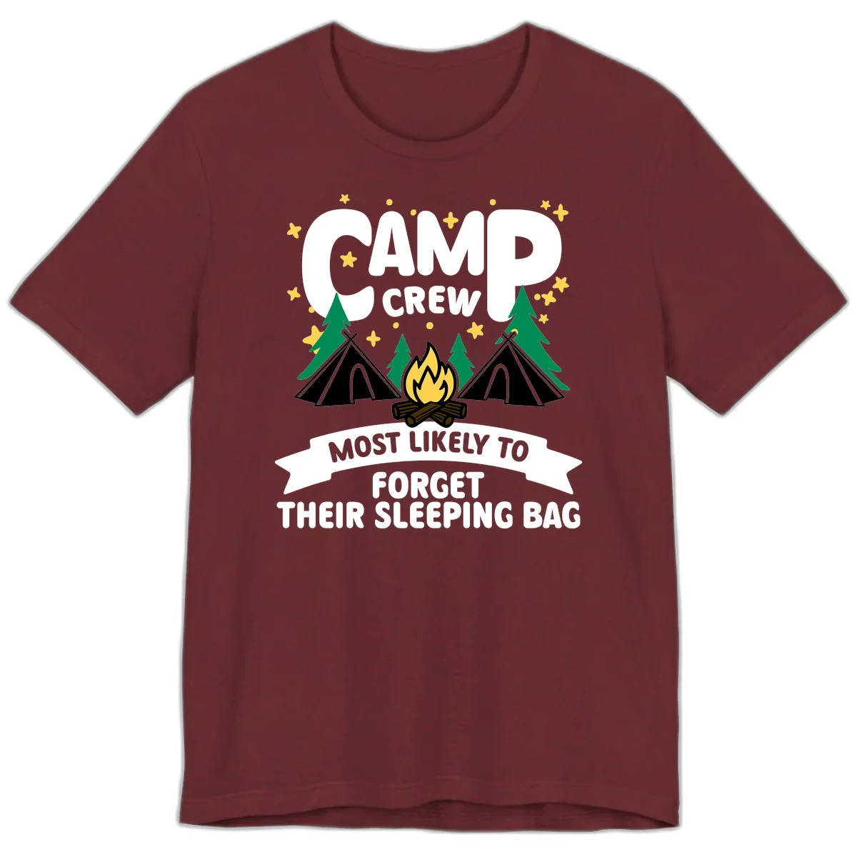 Camp Crew Most Likely To Forget Sleeping Bag Premium T-Shirt in Heather Cardinal