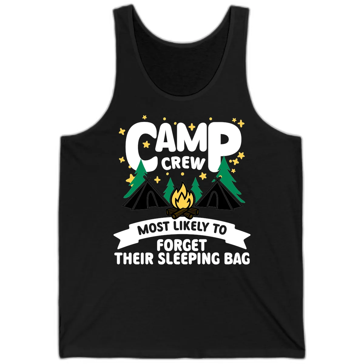Camp Crew Most Likely To Forget Sleeping Bag Tank in Black