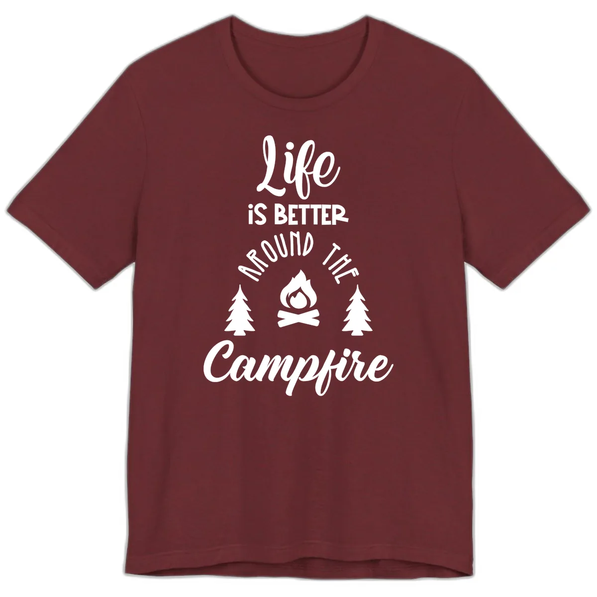 Life Is Better Around The Campfire Premium T-Shirt in Heather Cardinal