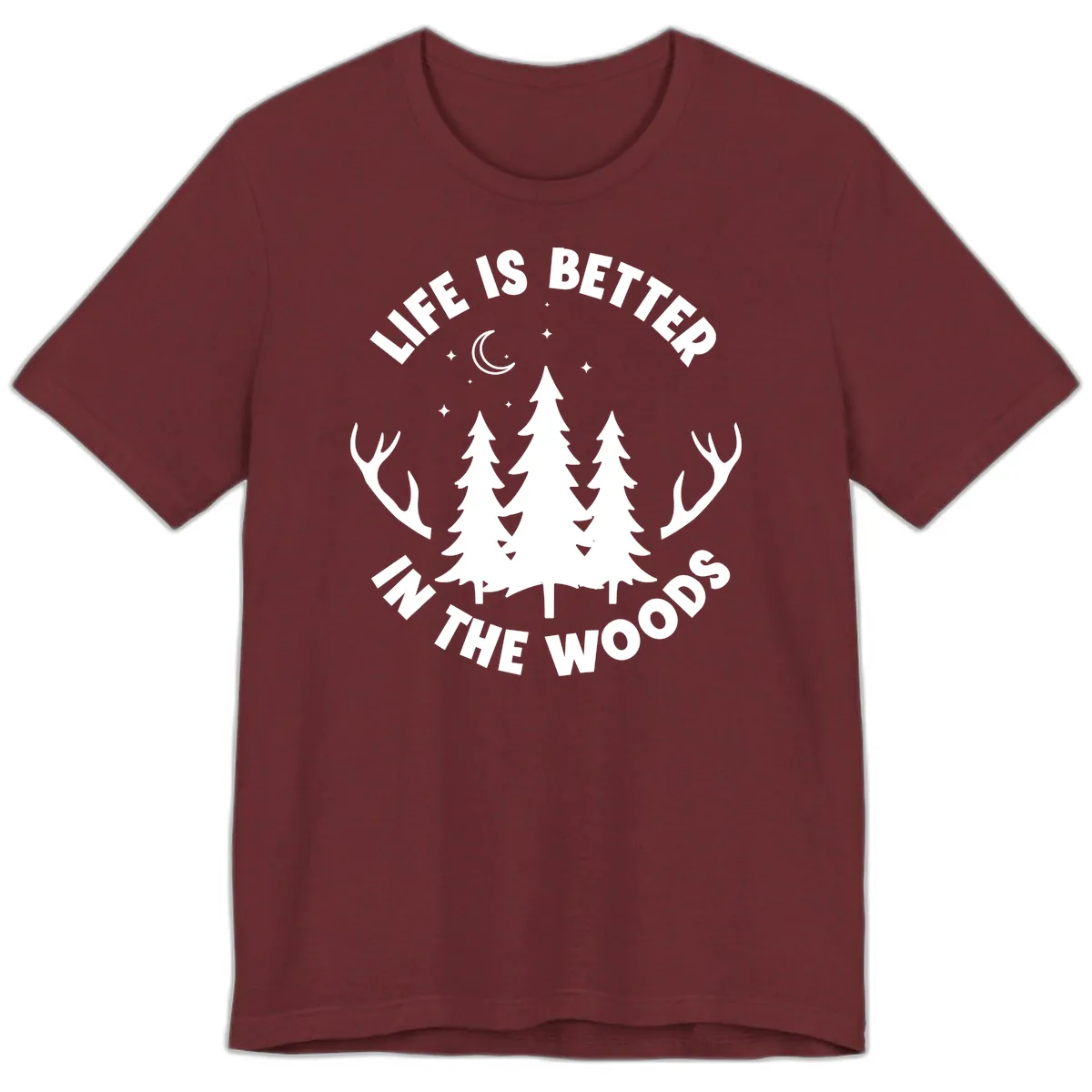 Life Is Better In The Woods Premium T-Shirt in Heather Cardinal