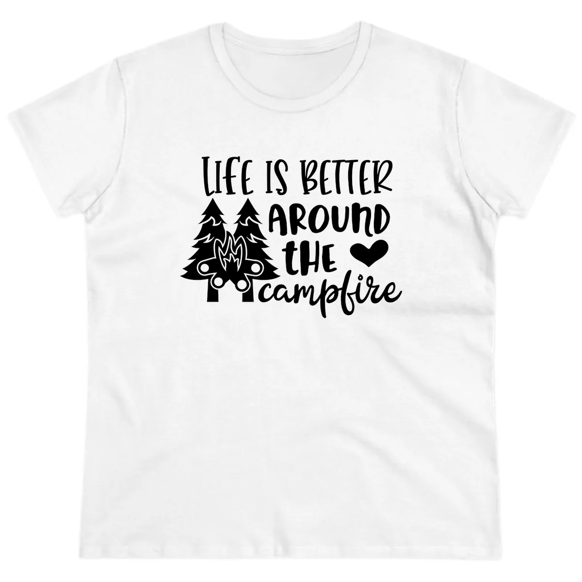 Life Is Better Around The Campfire Ladies Tee in White