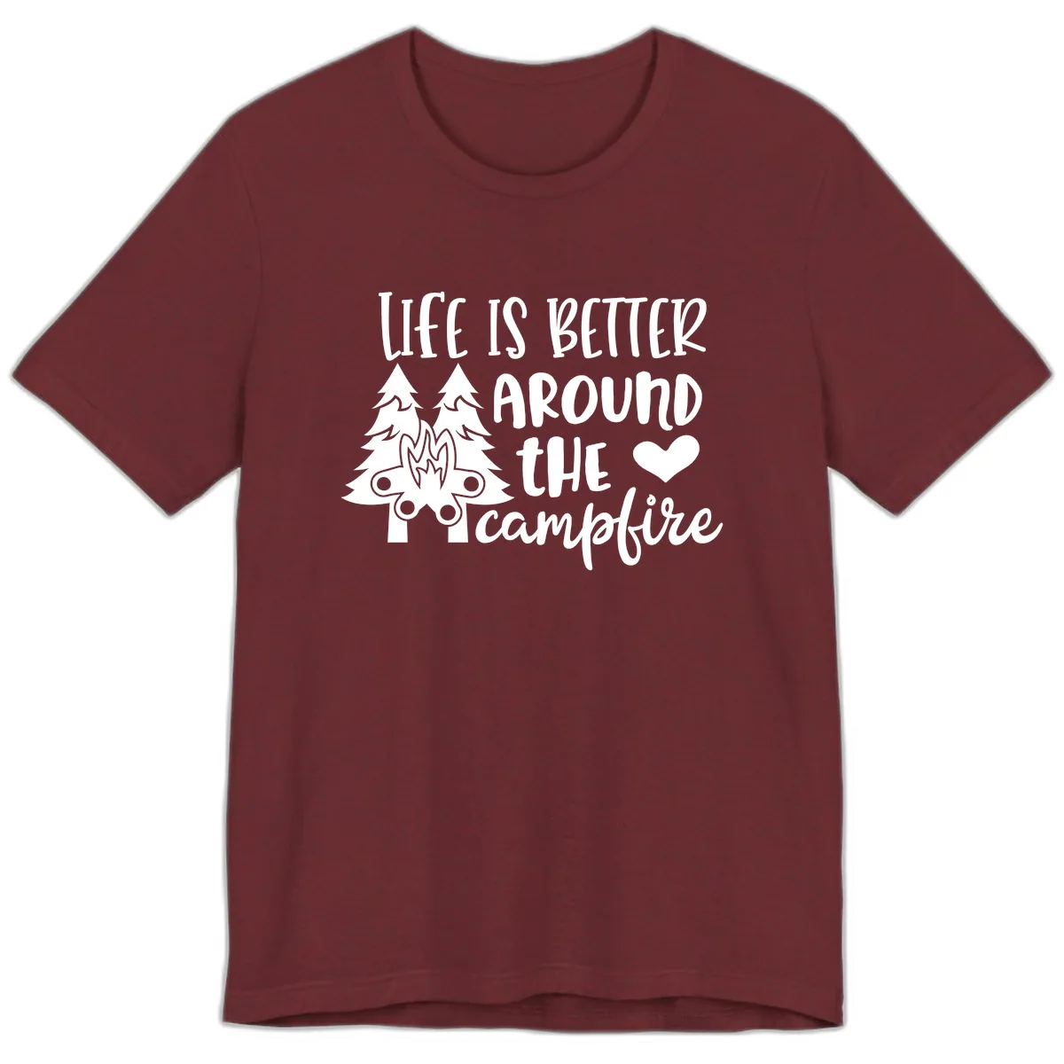 Life Is Better Around The Campfire Premium T-Shirt in Heather Cardinal