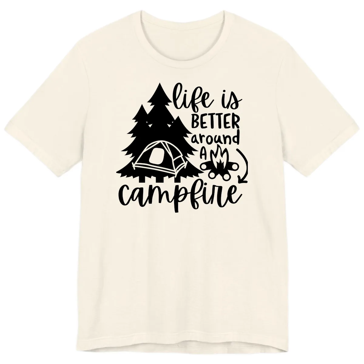 Life Is Better Around A Campfire Premium T-Shirt in Natural
