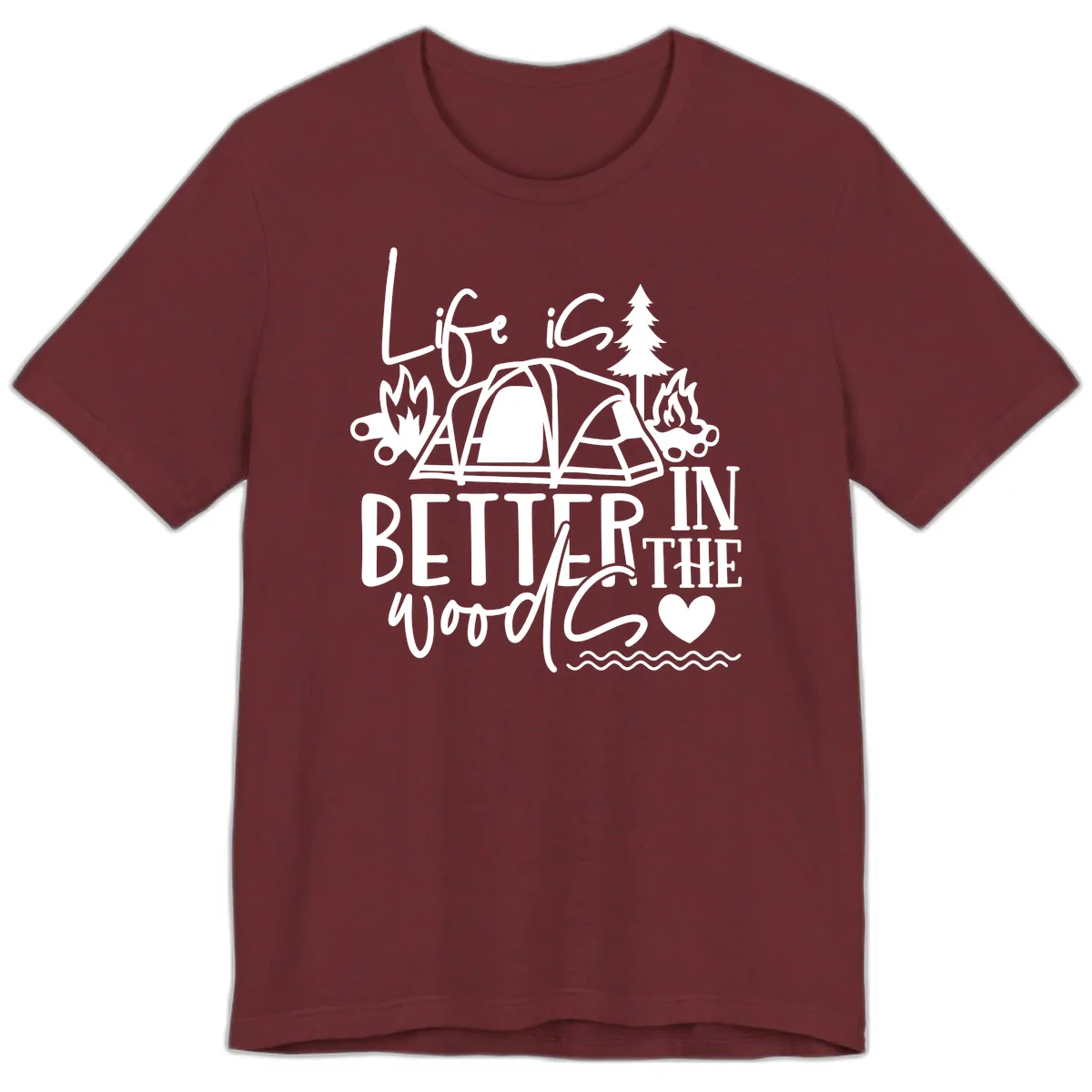 Life Is Better In The Woods Premium T-Shirt in Heather Cardinal