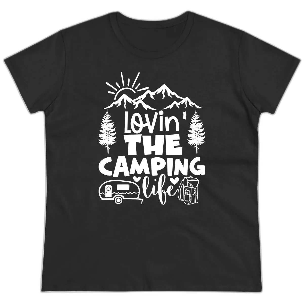 Lovin' The Camping Life Ladies Tee in Black