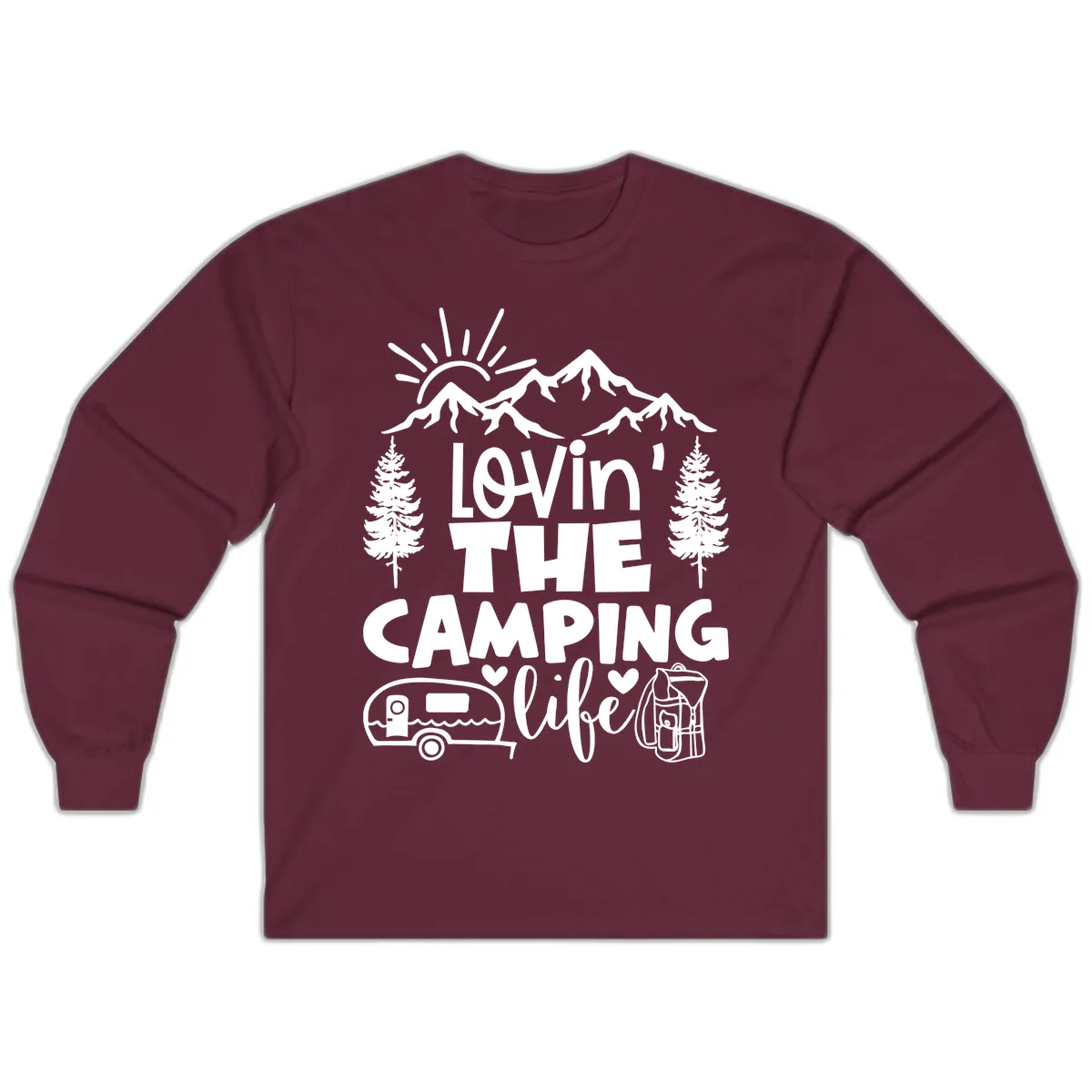 Lovin' The Camping Life Long Sleeve in Maroon