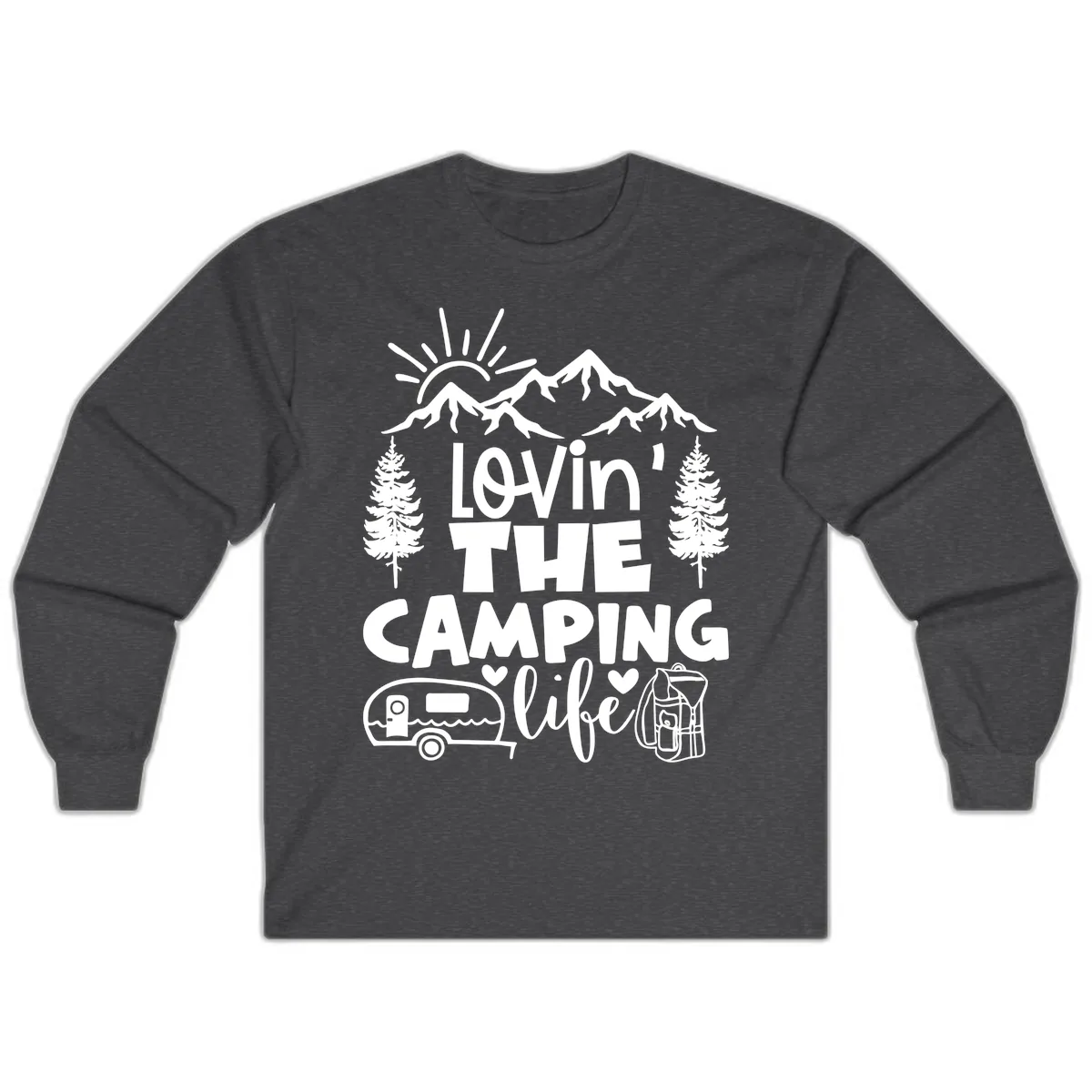 Lovin' The Camping Life Long Sleeve in Dark Heather