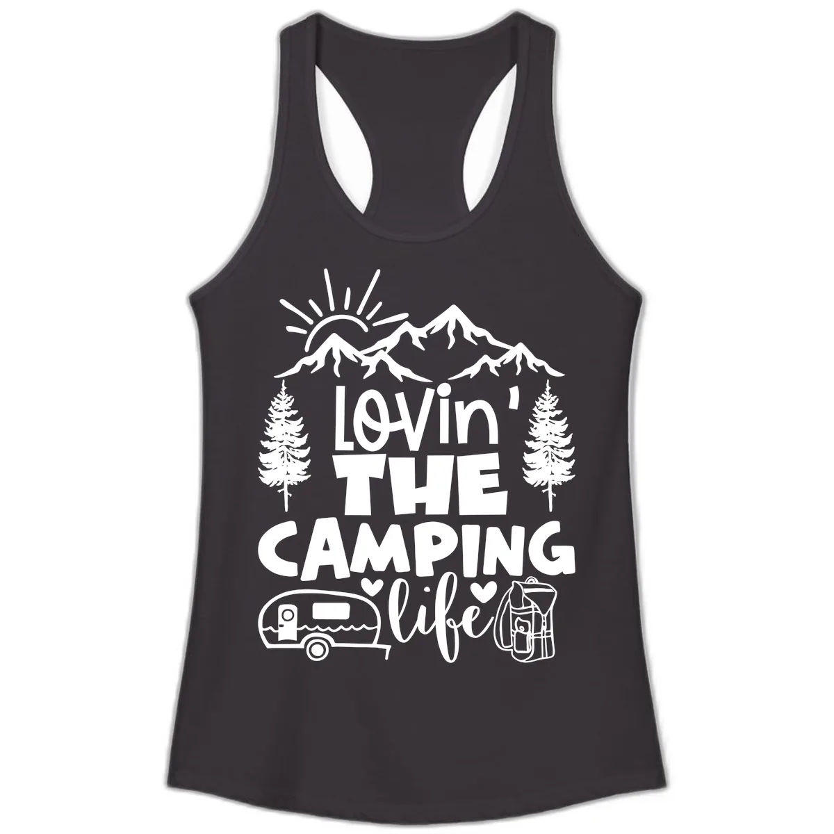 Lovin' The Camping Life Ladies Tank in Black