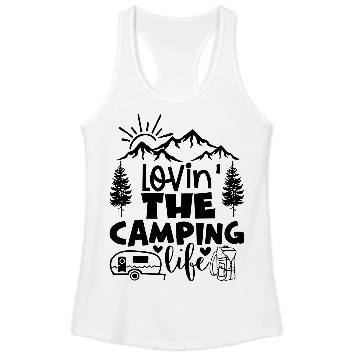 Lovin' The Camping Life Ladies Tank in White