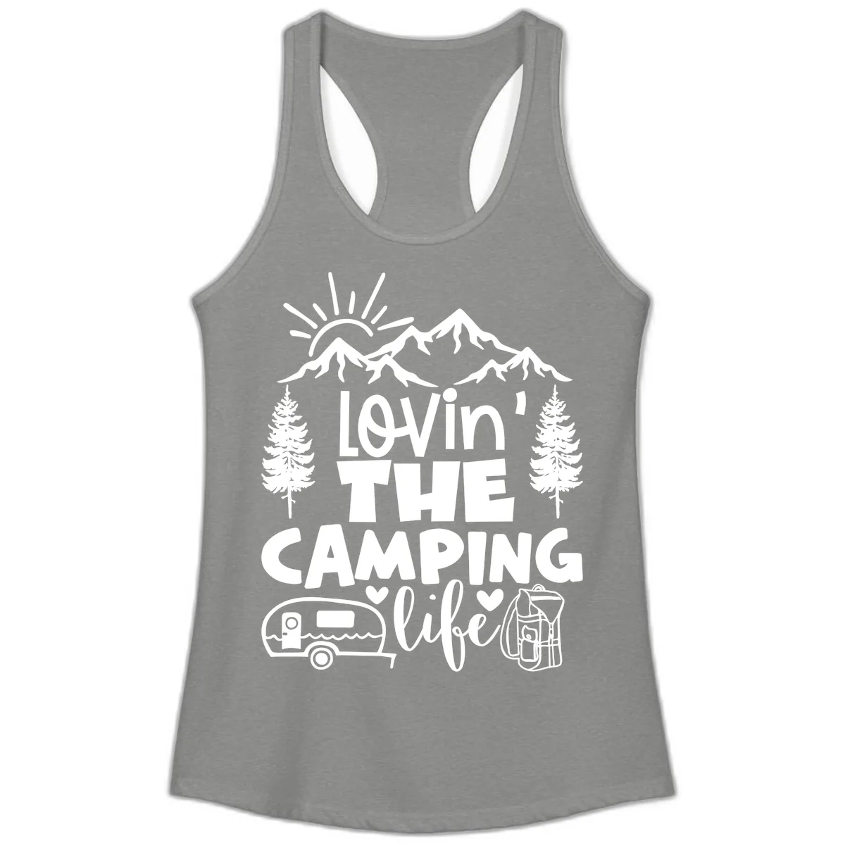 Lovin' The Camping Life Ladies Tank in Heather Grey