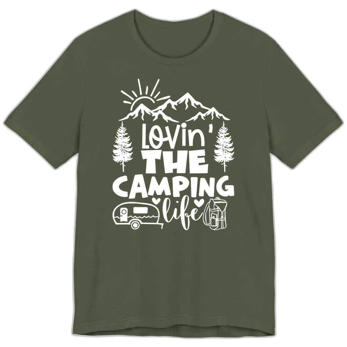 Lovin' The Camping Life Premium T-Shirt in Military Green