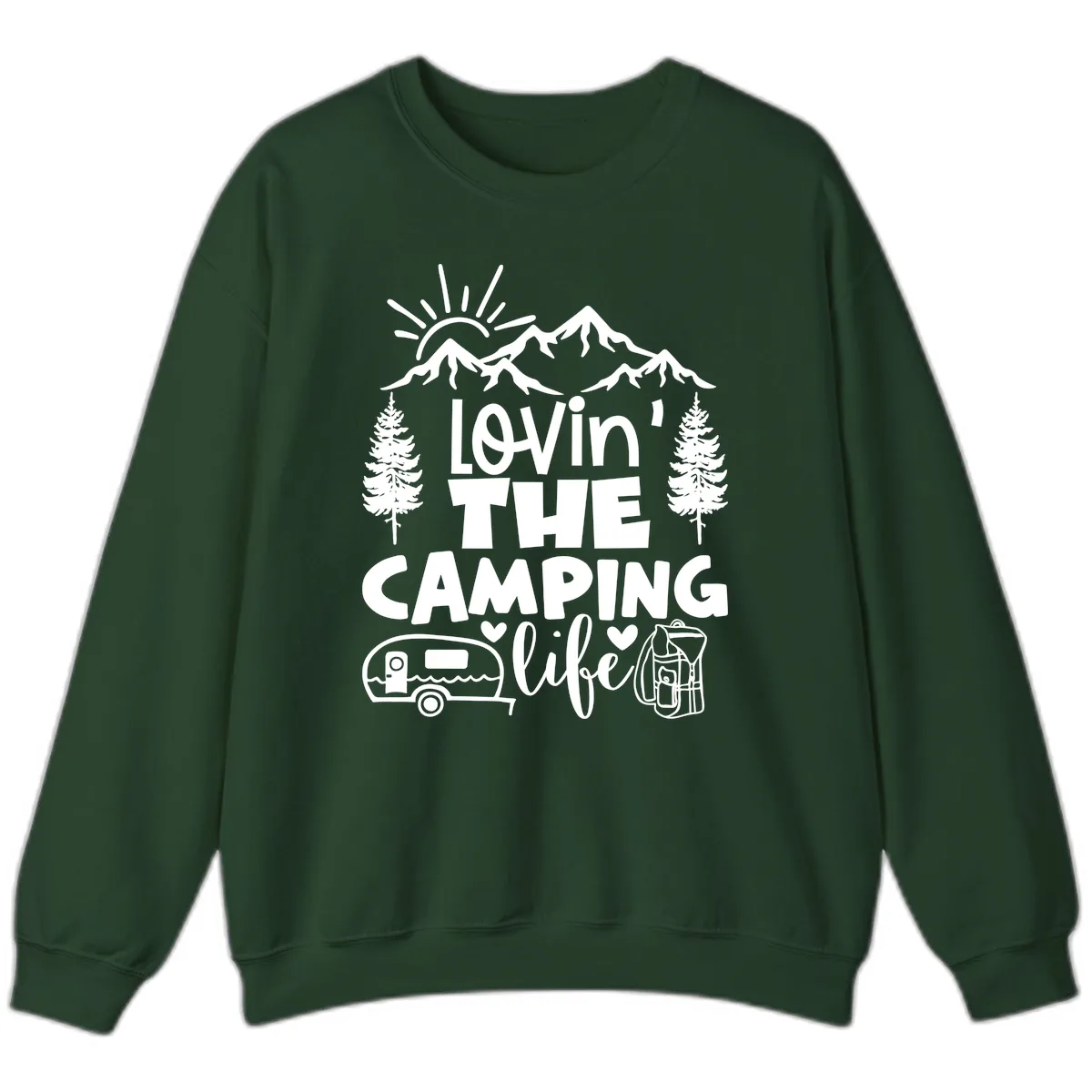 Lovin' The Camping Life Sweatshirt in Forest Green