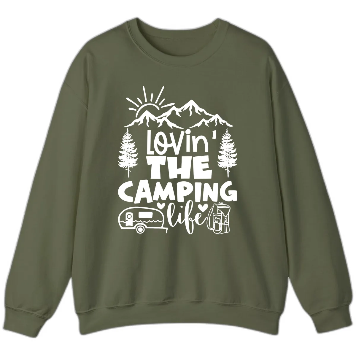 Lovin' The Camping Life Sweatshirt in Military Green