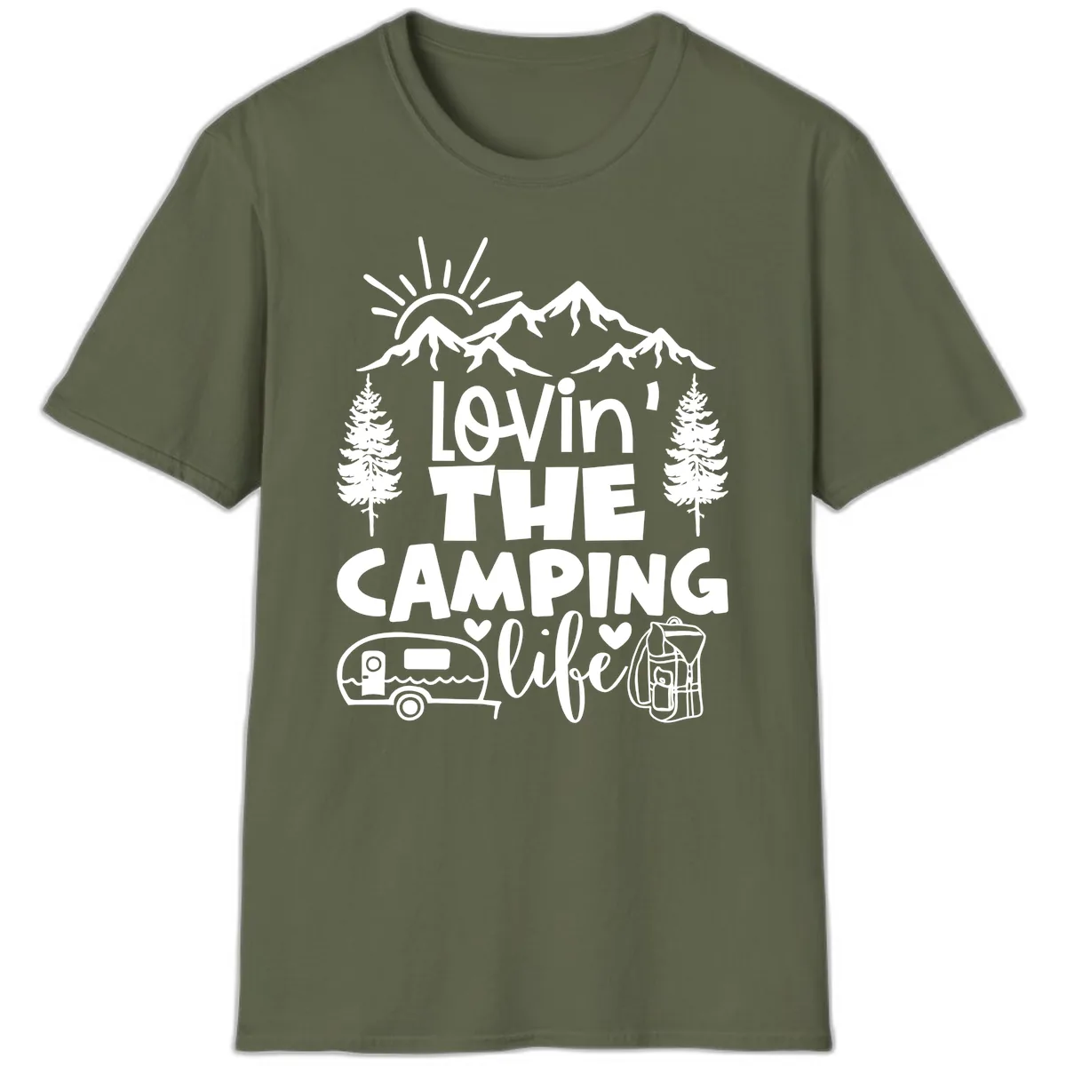 Lovin' The Camping Life T-Shirt in Military Green