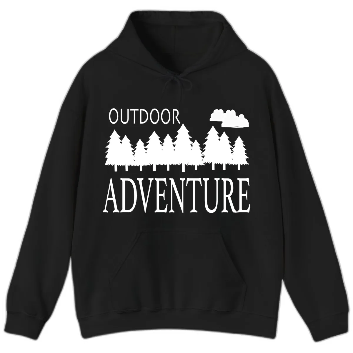 Outdoor Adventure Forest Line Hoodie in Black