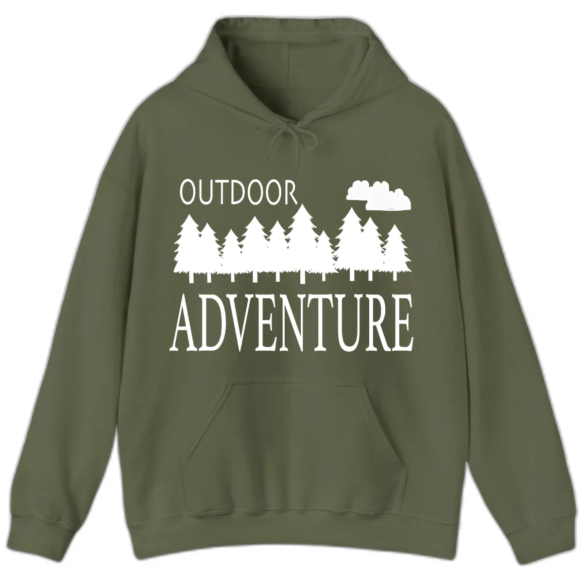 Outdoor Adventure Forest Line Hoodie in Military Green