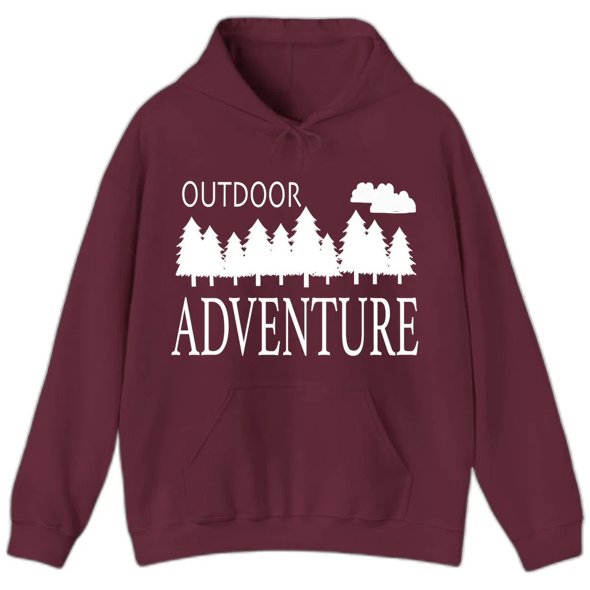 Outdoor Adventure Forest Line Hoodie in Maroon