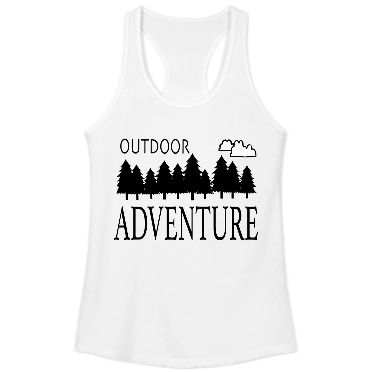 Outdoor Adventure Forest Line Ladies Tank in White