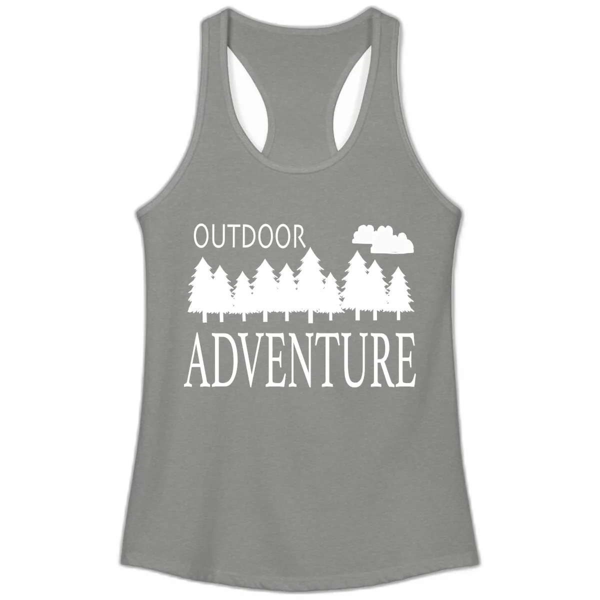Outdoor Adventure Forest Line Ladies Tank in Heather Grey