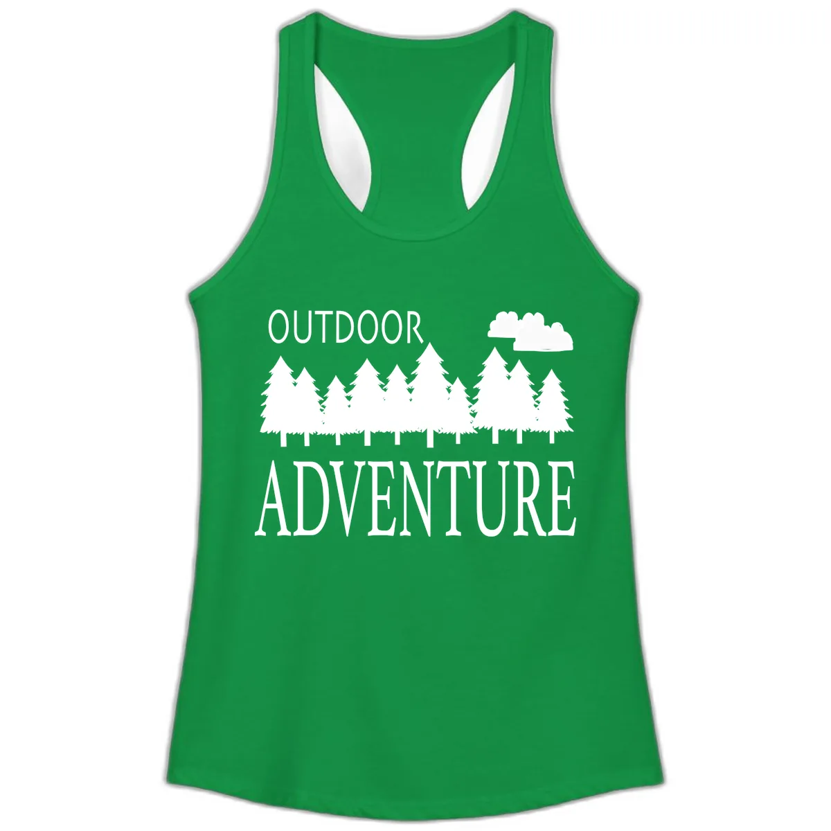 Outdoor Adventure Forest Line Ladies Tank in Solid Kelly Green