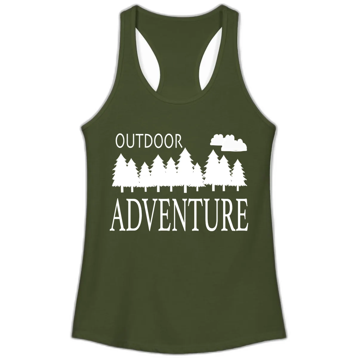Outdoor Adventure Forest Line Ladies Tank in Solid Military Green